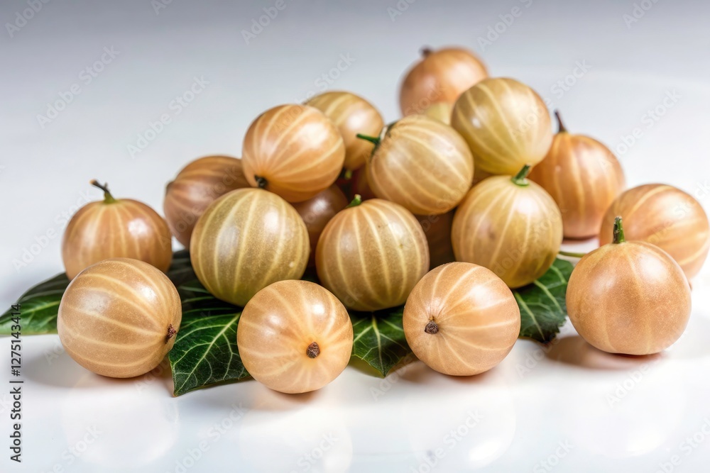 Isolated amla fruit, captured in high-resolution by drone photography, showcases its freshness against a stark white background. Isolated amla fruit, captured in high-resolution by drone photography, showcases its freshness against a stark white background.