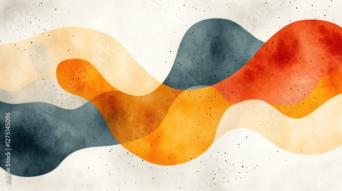 Abstract watercolor waves, layered colors, artistic design for background use