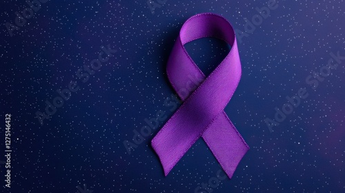 Wallpaper Mural World Cancer Day concept. Floating Purple Heart Shaped Ribbon in Cosmic Starry Background Torontodigital.ca