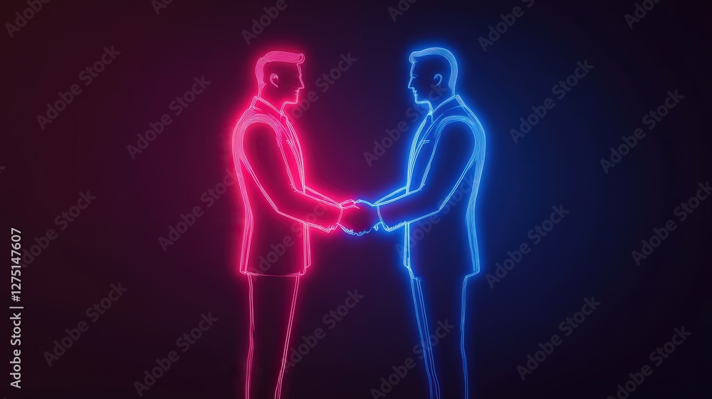 businessman shaking hands with his reflection in the mirror, illustrating a moment of business success and cooperation businessman shaking hands with his reflection in the mirror, illustrating a moment of business success and cooperation