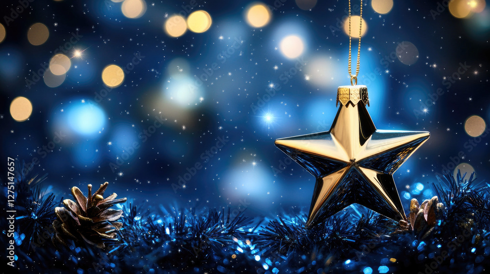A starry night sky with blue light bokeh and glowing stars, offering a serene, festive background perfect for holiday celebrations. The soft, dreamy blue glow contrasts beautifully with the dark sky A starry night sky with blue light bokeh and glowing stars, offering a serene, festive background perfect for holiday celebrations. The soft, dreamy blue glow contrasts beautifully with the dark sky