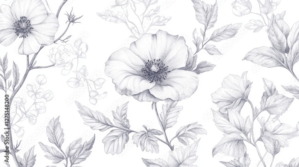Authentic collection of traditionally illustrated floral elements featuring naturally imperfect hand-drawn outlines of garden flowers, wild botanicals, and detailed leaf shapes, showcasing organic Authentic collection of traditionally illustrated floral elements featuring naturally imperfect hand-drawn outlines of garden flowers, wild botanicals, and detailed leaf shapes, showcasing organic