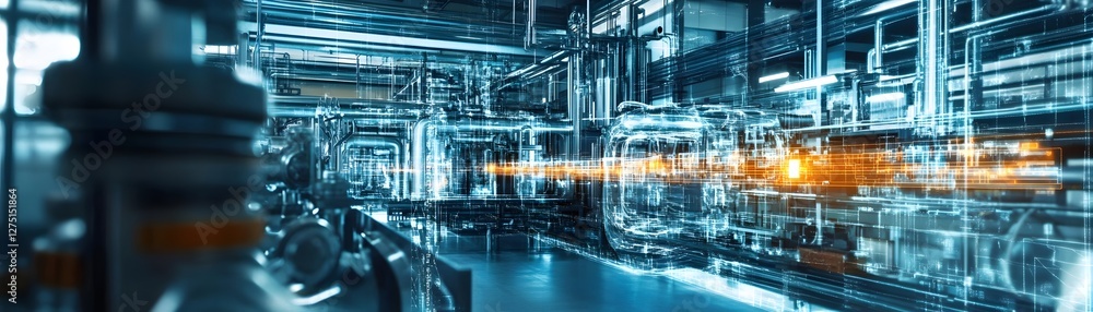 An industrial facility featuring modern machinery and advanced technology, showcasing intricate pipelines and equipment for efficient production in a high-tech environment. An industrial facility featuring modern machinery and advanced technology, showcasing intricate pipelines and equipment for efficient production in a high-tech environment.