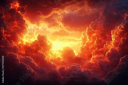 Wallpaper Mural Fiery Clouds Illuminate a Heavenly Golden Glow Torontodigital.ca