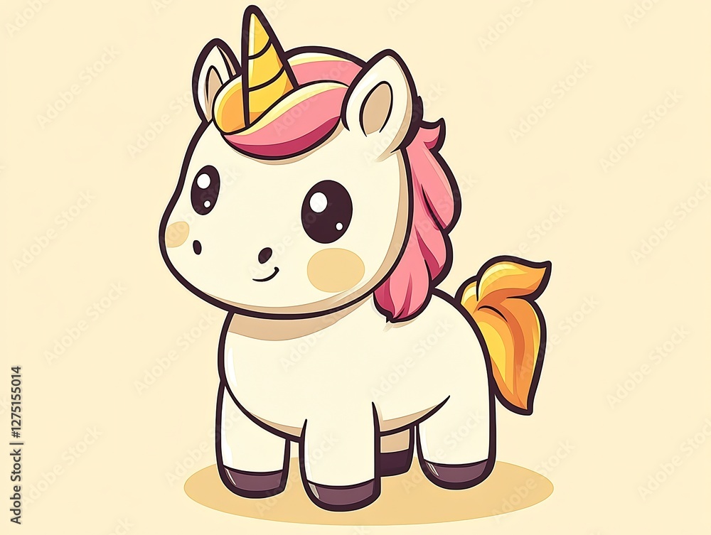 Fototapeta premium tiny unicorn with shiny horn