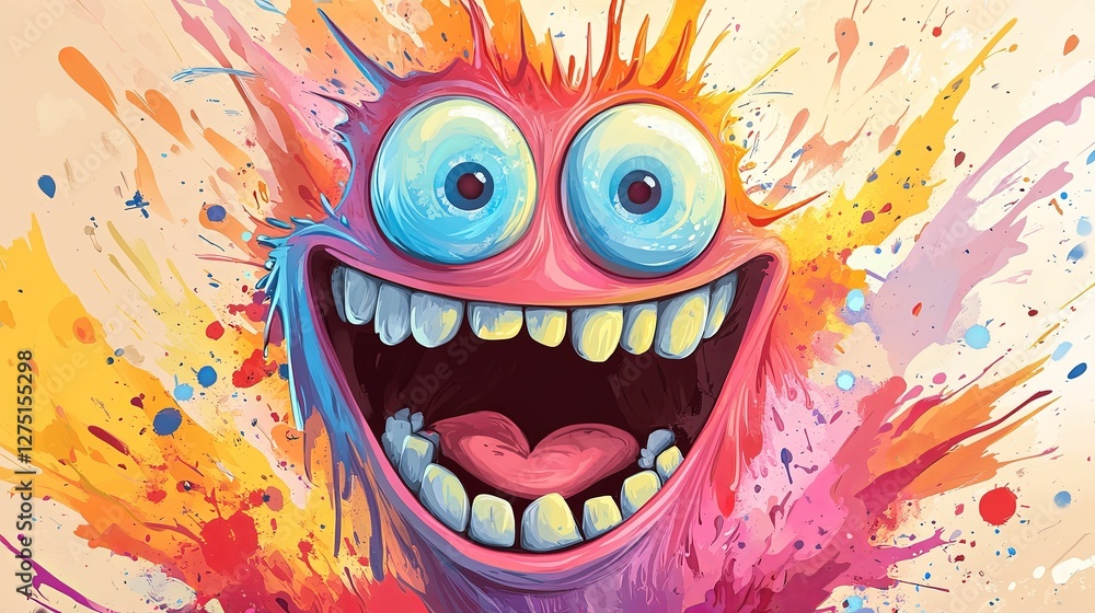 A Colorful Joyful Monster Face Splash Art A Colorful Joyful Monster Face Splash Art