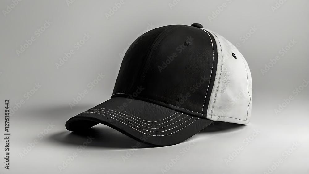 A black baseball cap, an isolated headwear accessory A black baseball cap, an isolated headwear accessory