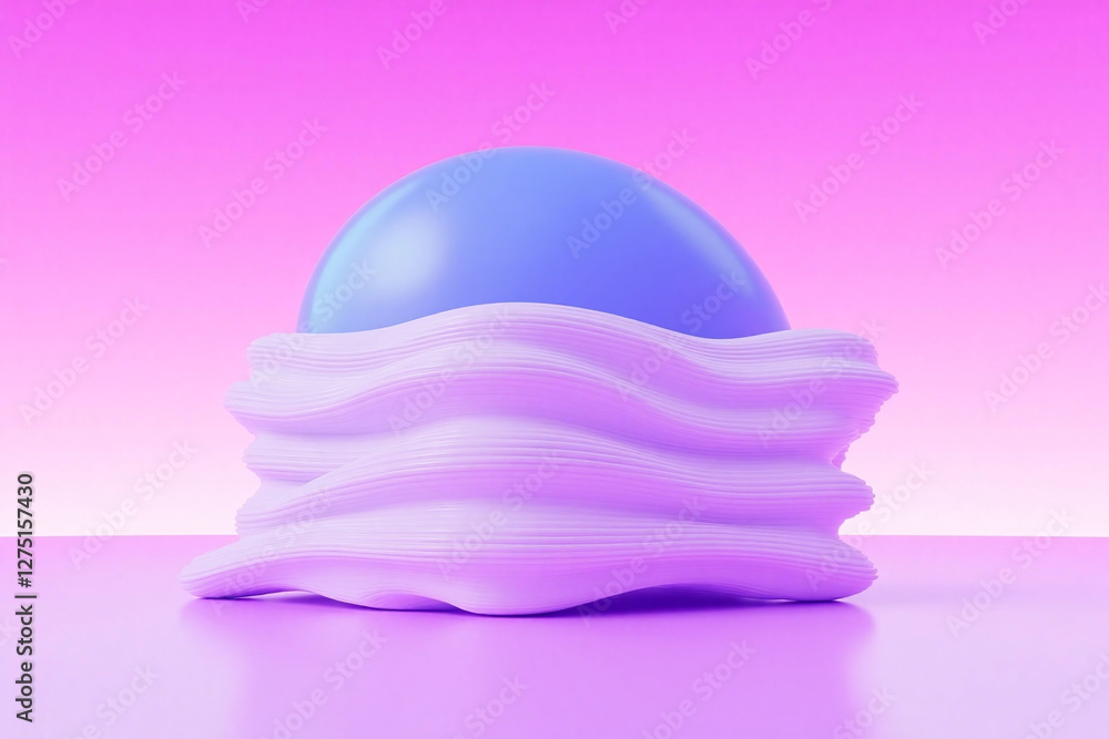 3D rendering of futuristic building with wave like pattern and dome