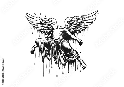 Icarus hand drawn sketch vector