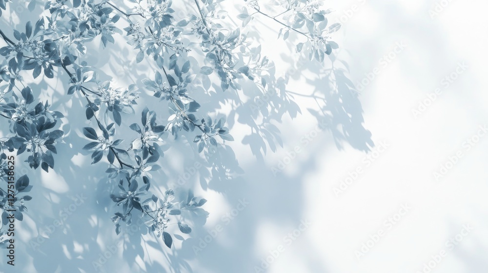 Minimalist product background, soft botanical shadows, delicate floral silhouettes, clean white surface, ethereal summer light, overhead perspective, dreamy atmosphere, gentle blur effect Minimalist product background, soft botanical shadows, delicate floral silhouettes, clean white surface, ethereal summer light, overhead perspective, dreamy atmosphere, gentle blur effect