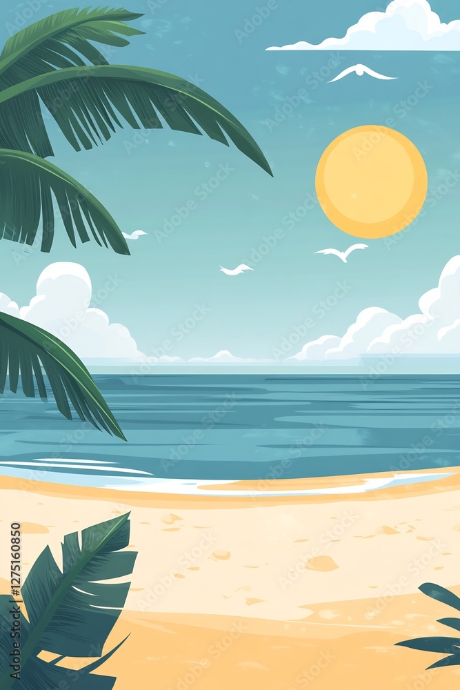 Obraz premium quiet beach scene with simple lines