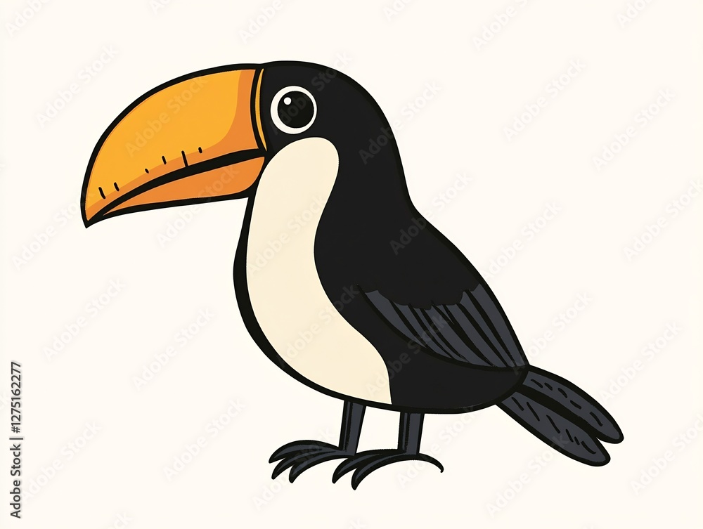 Fototapeta premium tiny toucan with happy lines