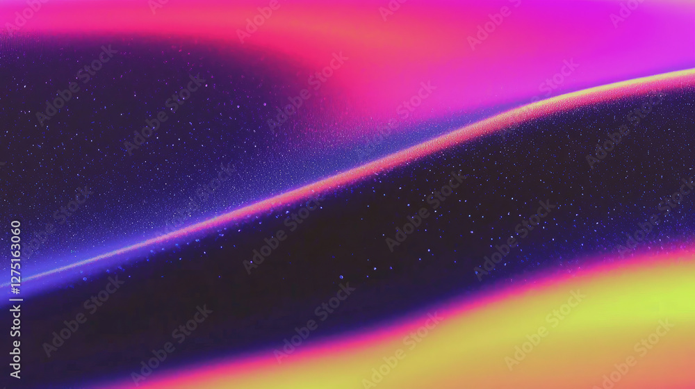 Obraz premium Abstract vibrant pink, purple, and yellow gradient background with glowing particles.