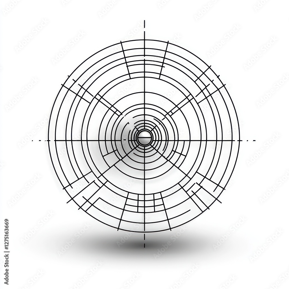 Obraz premium 3D Glyph Line Icon of radar for modern tracking systems, symbolizing surveillance, on solid white background.