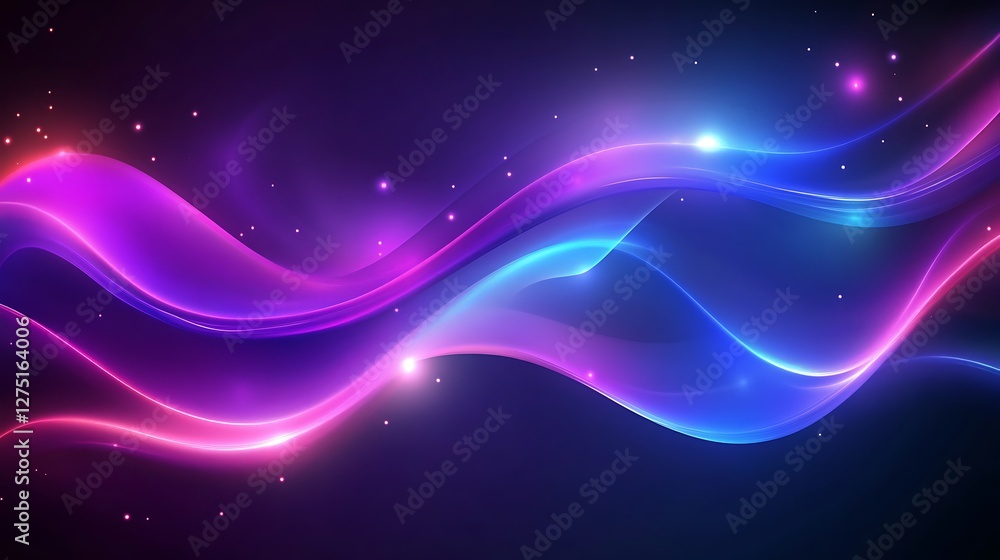 Fototapeta premium Abstract Purple and Blue Glowing Waves Design