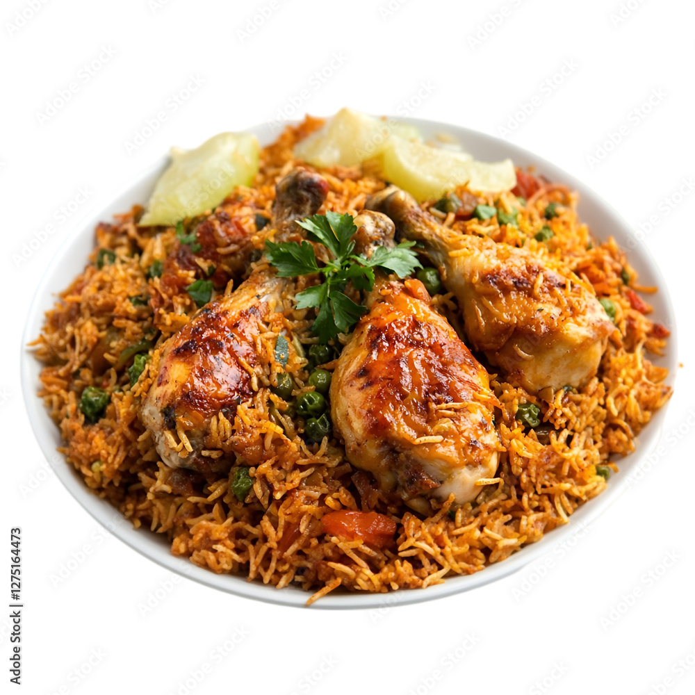 Chicken Biryani PNG cutout isolated on white and transparent background. Chicken Biryani PNG cutout isolated on white and transparent background.
