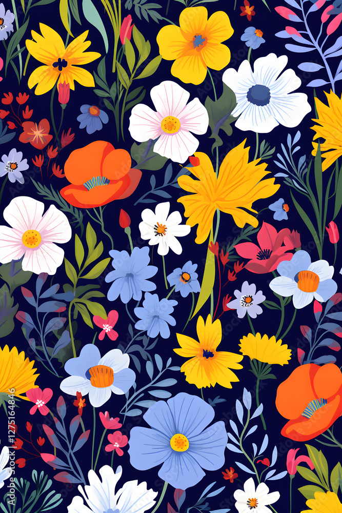 Summer flowers ditsy pattern abstract graphic poster background Summer flowers ditsy pattern abstract graphic poster background