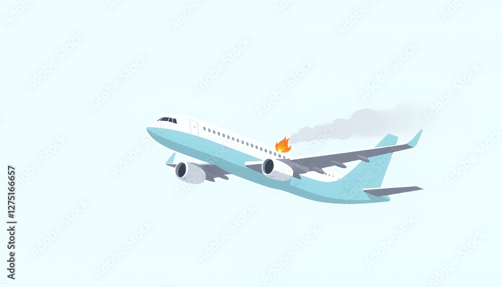 Pastel Plane Engine Failure Takeoff Illustration Pastel Plane Engine Failure Takeoff Illustration