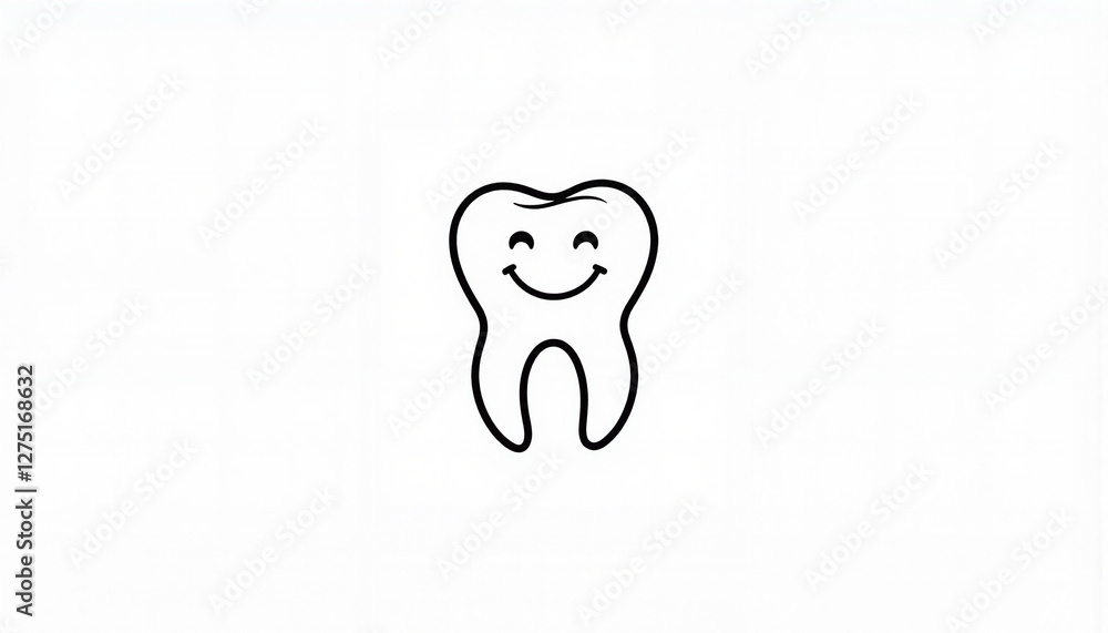 Happy tooth illustration with smiley face, dental care concept Happy tooth illustration with smiley face, dental care concept