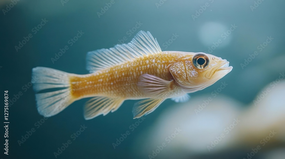 Fototapeta premium A small fish with light brown and white scales.