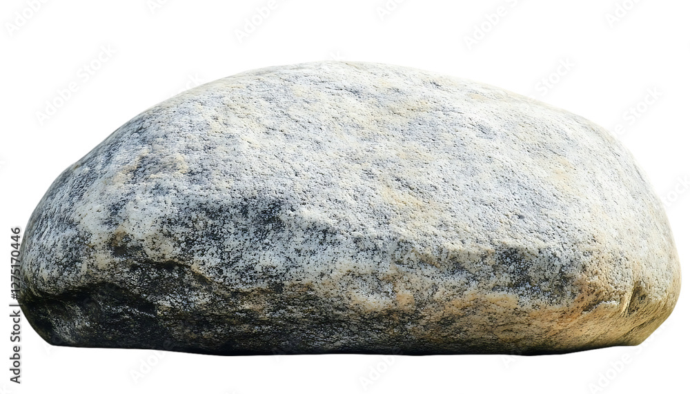 Fototapeta premium Isolated light gray boulder, natural stone, outdoor scene, use for nature background