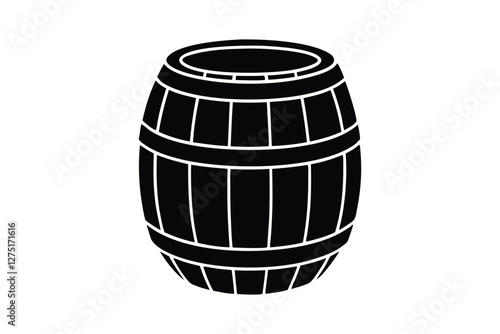 Silhouette design of a vintage wooden barrel vector art illustration.eps