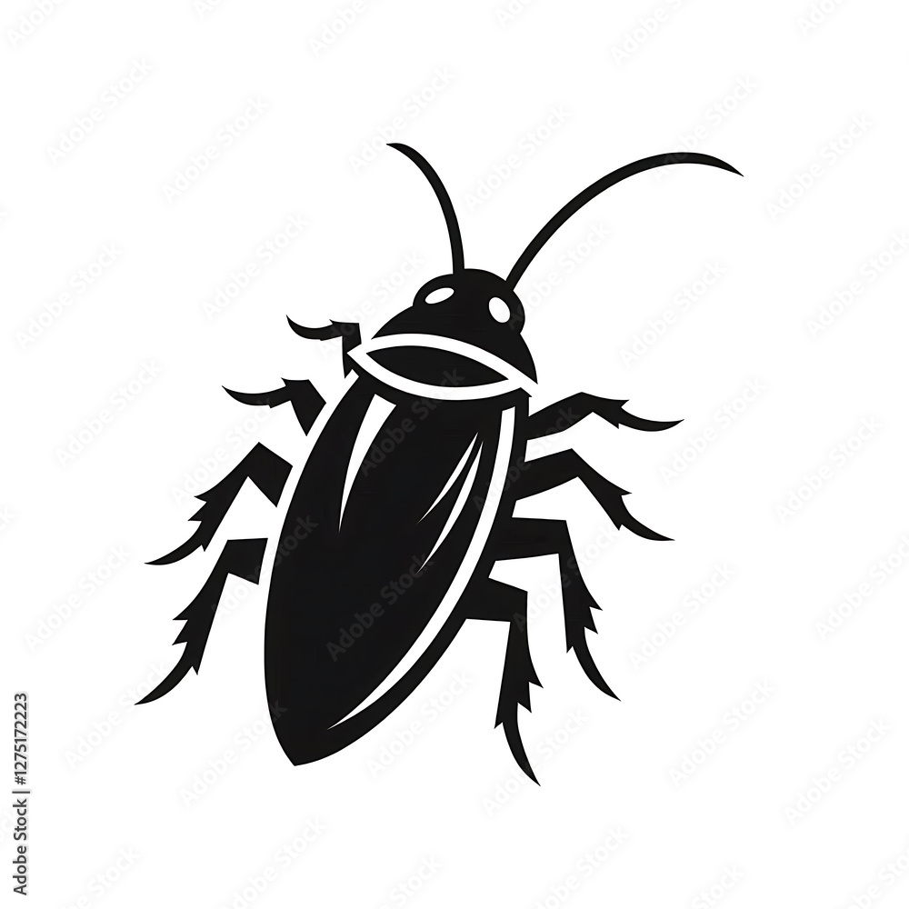 Flat and minimalist Cockroach icon of silhouette black shape Flat and minimalist Cockroach icon of silhouette black shape