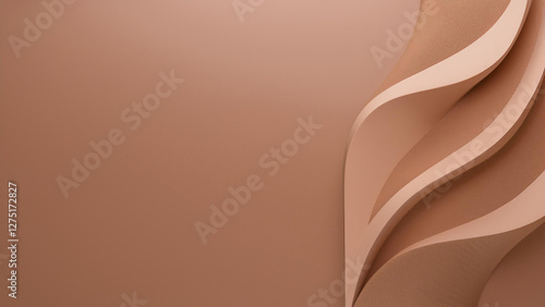 A close-up, abstract image of mocha-mousse-colored waves, highlighting their smooth texture, flowing shapes, and subtle interplay of light and shadow.