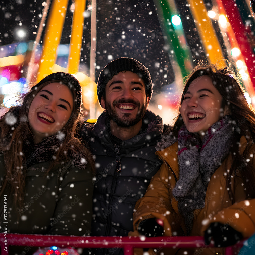 Happy Friends Winter Snow Fun Fair Ride Festive Happy Friends Winter Snow Fun Fair Ride Festive