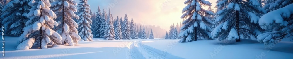 A blanket of snow covering the winter forest landscape, serenity, frozen terrain A blanket of snow covering the winter forest landscape, serenity, frozen terrain