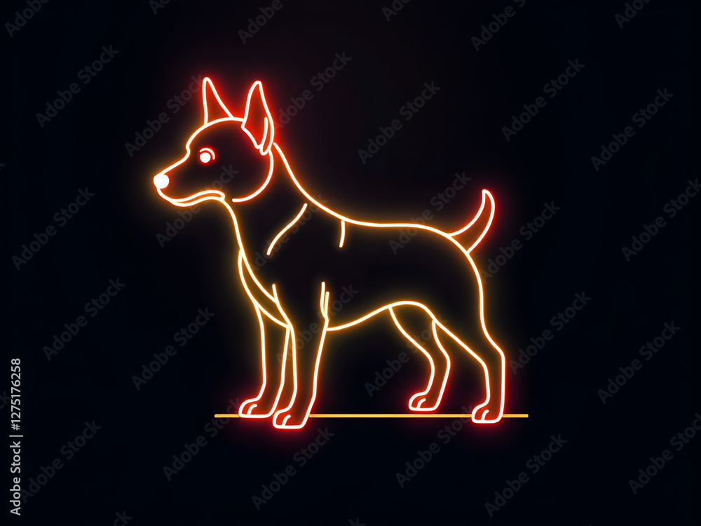 Fototapeta premium neon dog minimalistic illustration 