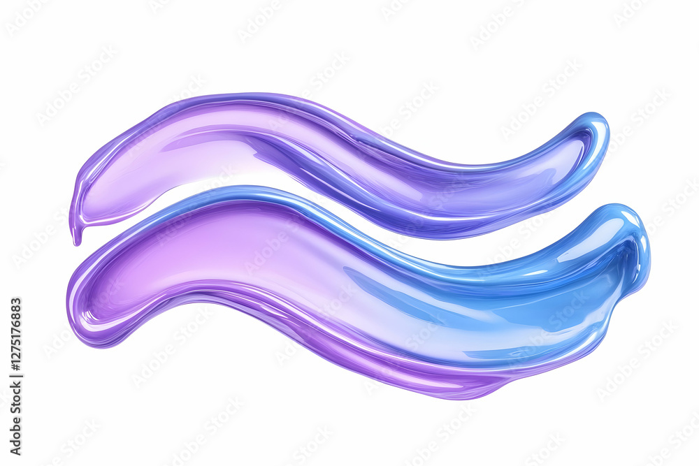 Abstract purple blue waves, design element, white background, cosmetic Abstract purple blue waves, design element, white background, cosmetic