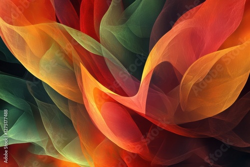 multi-colour green orange, yellow, and red abstract design