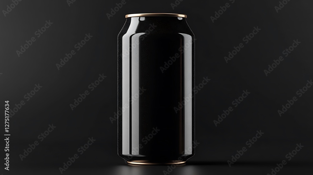 Black can, studio shot, dark background, packaging mockup Black can, studio shot, dark background, packaging mockup