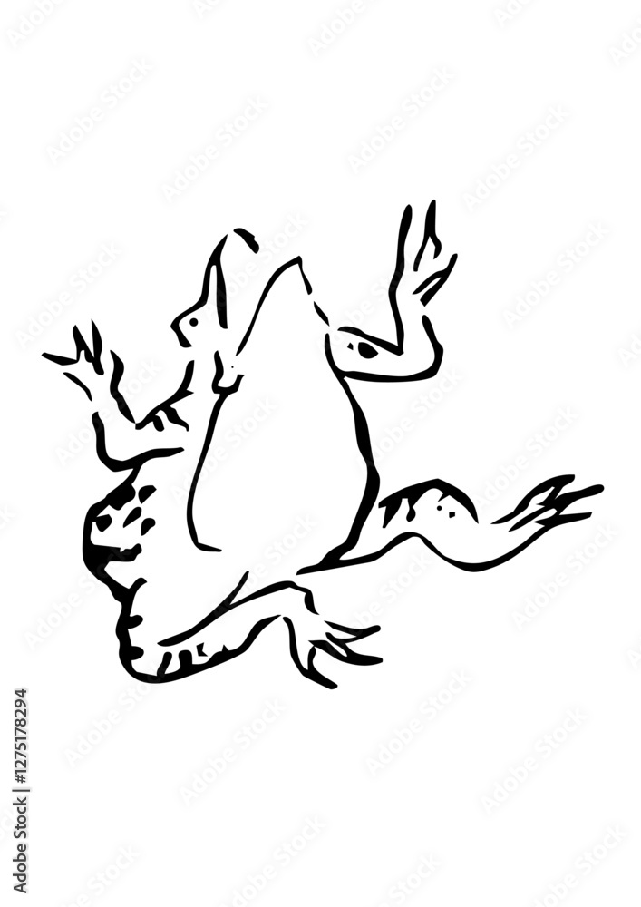 Naklejka premium 鳥獣戯画のカエル