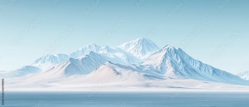 Fototapeta premium Majestic snow-capped mountains arctic region landscape photography serene environment wide-angle view natural beauty