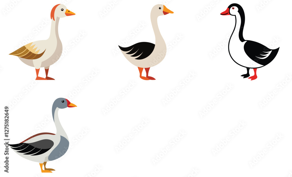Obraz premium Chinese goose various design vector art set design on white background