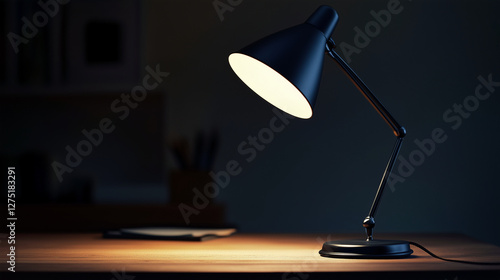 A single, modern lamp casting light on a desk, for clarity