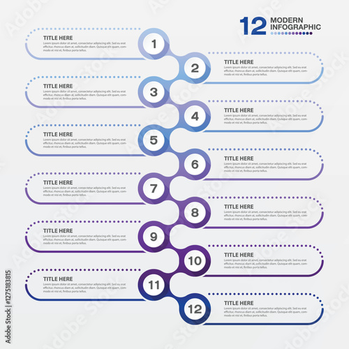 Infographic 12 options or step for presentation. Business icons concept.