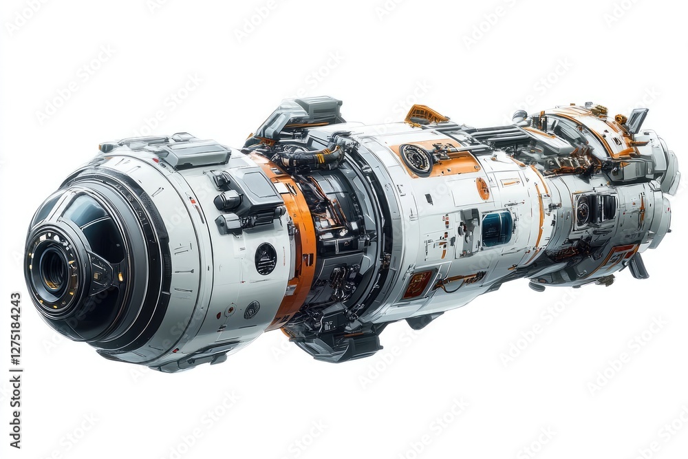 Futuristic Spaceship Isolated on White Background Futuristic Spaceship Isolated on White Background