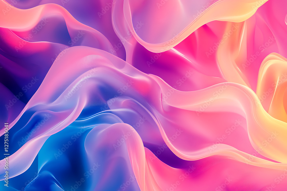 Obraz premium Vibrant Gradient Waves Abstract Background