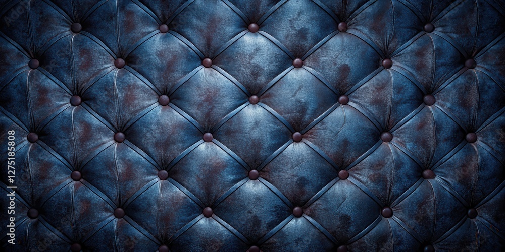 Fototapeta premium Deep Indigo Button-Tuft Upholstery Texture A Rich, Detailed Close-Up of Luxurious Fabric