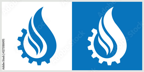 Biogas logo. gear Oil and gas logo. Industrial or factory design template. Vector illustration