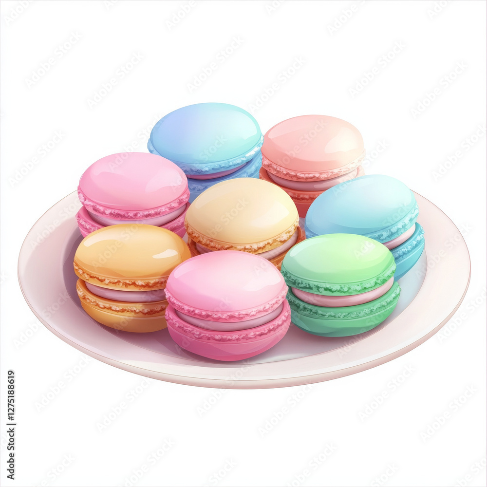 Pastel macarons assortment look delicious on plate, want bite