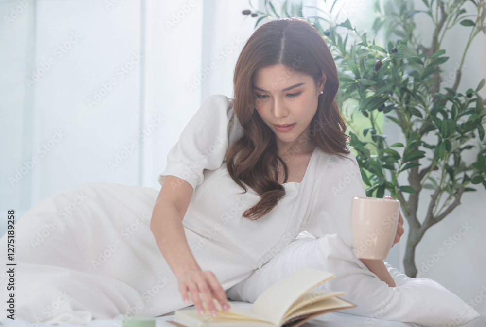 Asian young women's vacation activities at home Asian young women's vacation activities at home