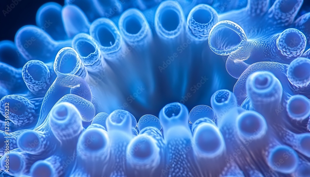 Blue coral polyps underwater macro Blue coral polyps underwater macro