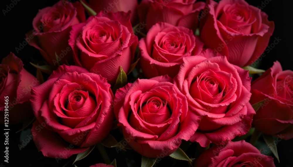 Roses in vibrant pink against a dark background
