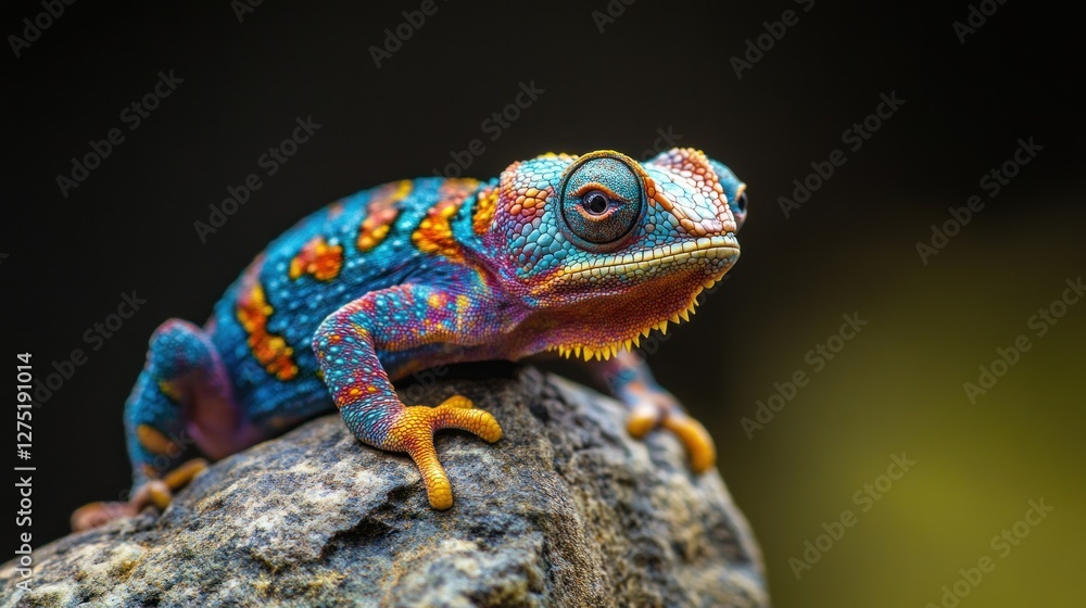 Vibrant Panther Chameleon on a Rock Vibrant Panther Chameleon on a Rock