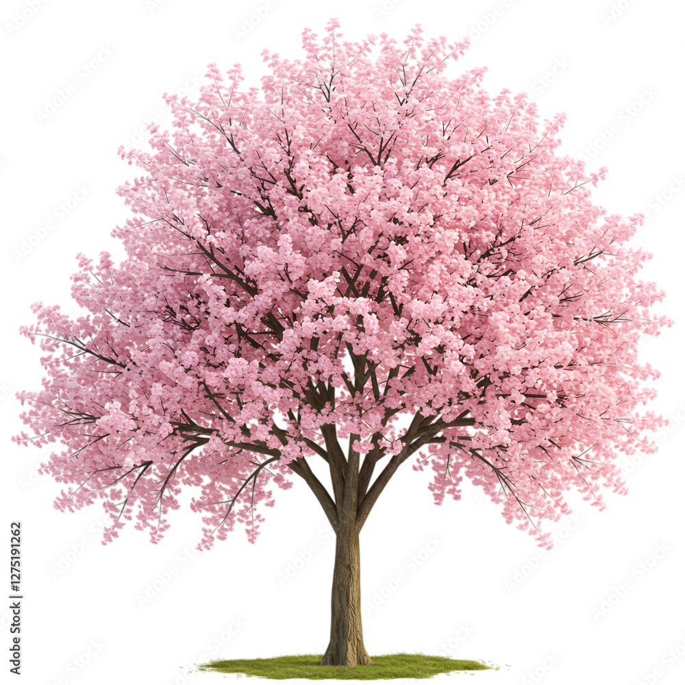 Naklejka premium Beautiful pink blossom tree isolated on black background providing serenity