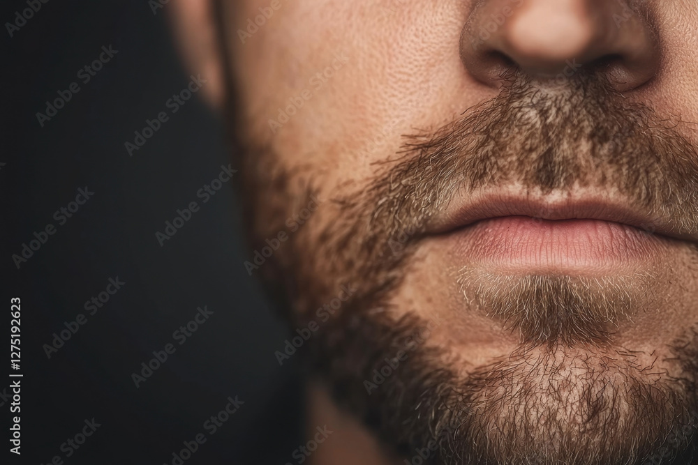 Obraz premium A man with a beard and mustache is shown in profile